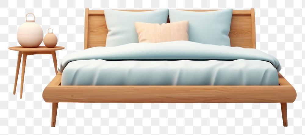 PNG Bed furniture cushion bedroom. AI generated Image by rawpixel.