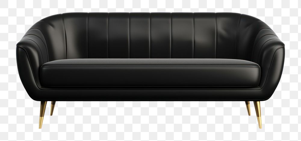 PNG Furniture leather black couch. AI generated Image by rawpixel.