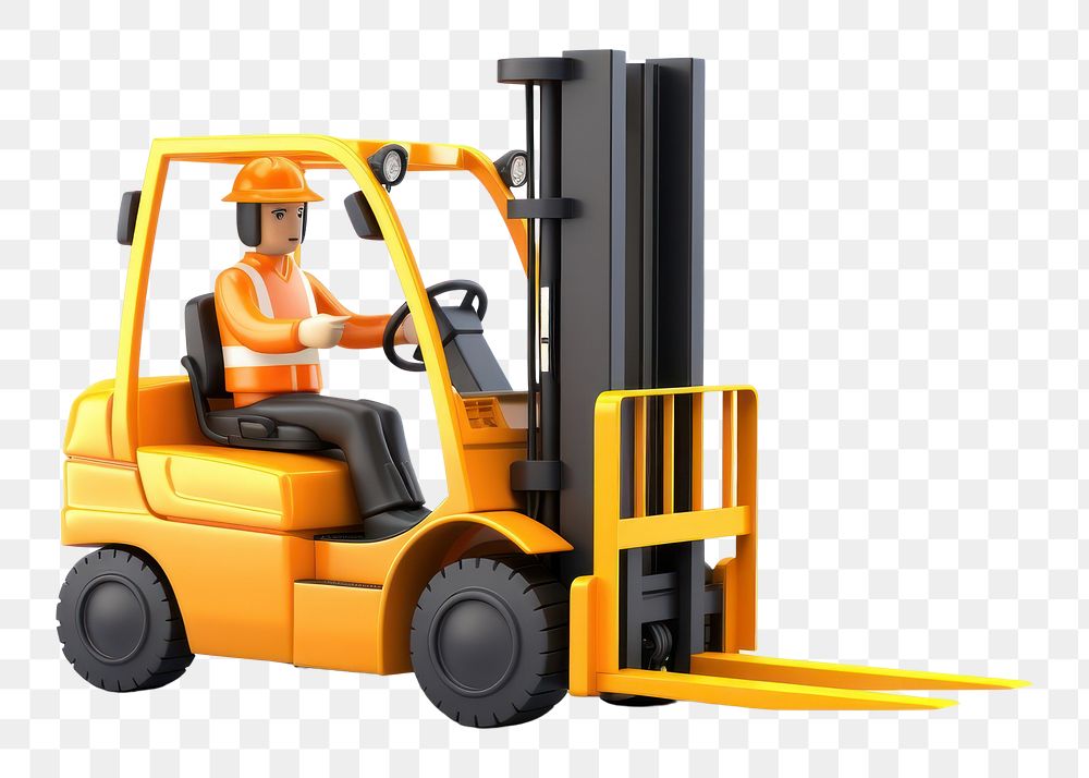 PNG Forklift warehouse driving white background. AI generated Image by rawpixel.