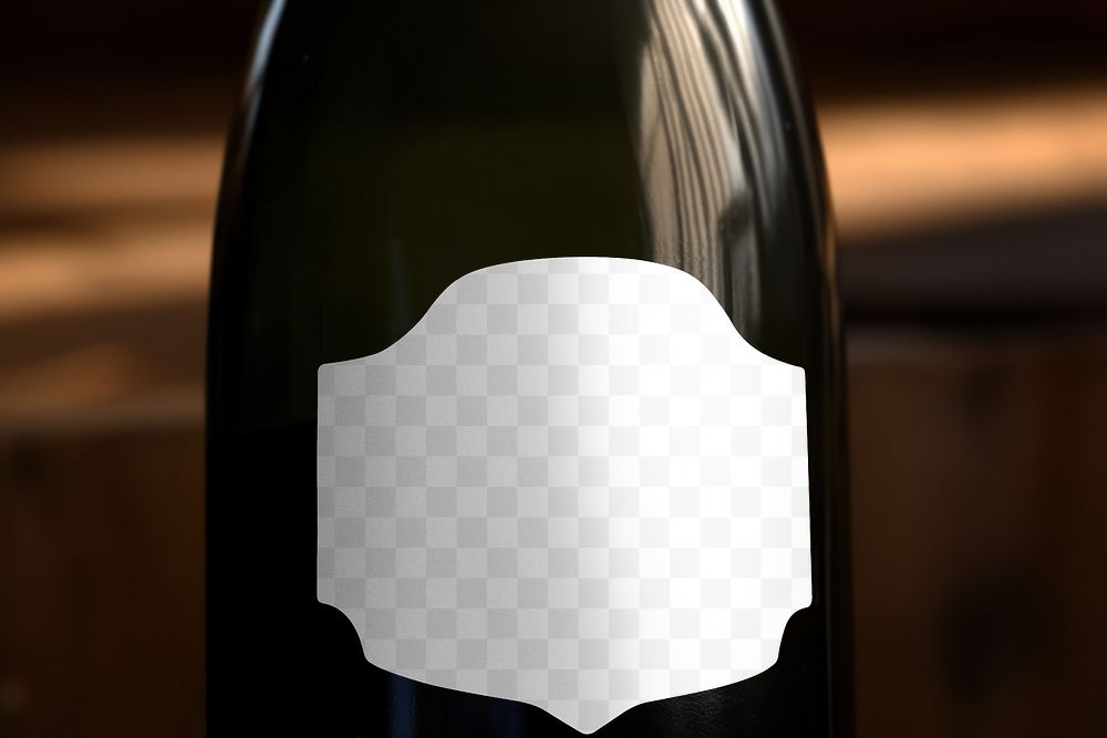 Wine bottle label png mockup, transparent design