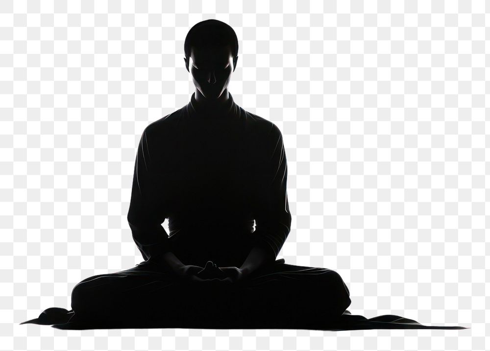 PNG Taoism silhouette meditating adult. AI generated Image by rawpixel.