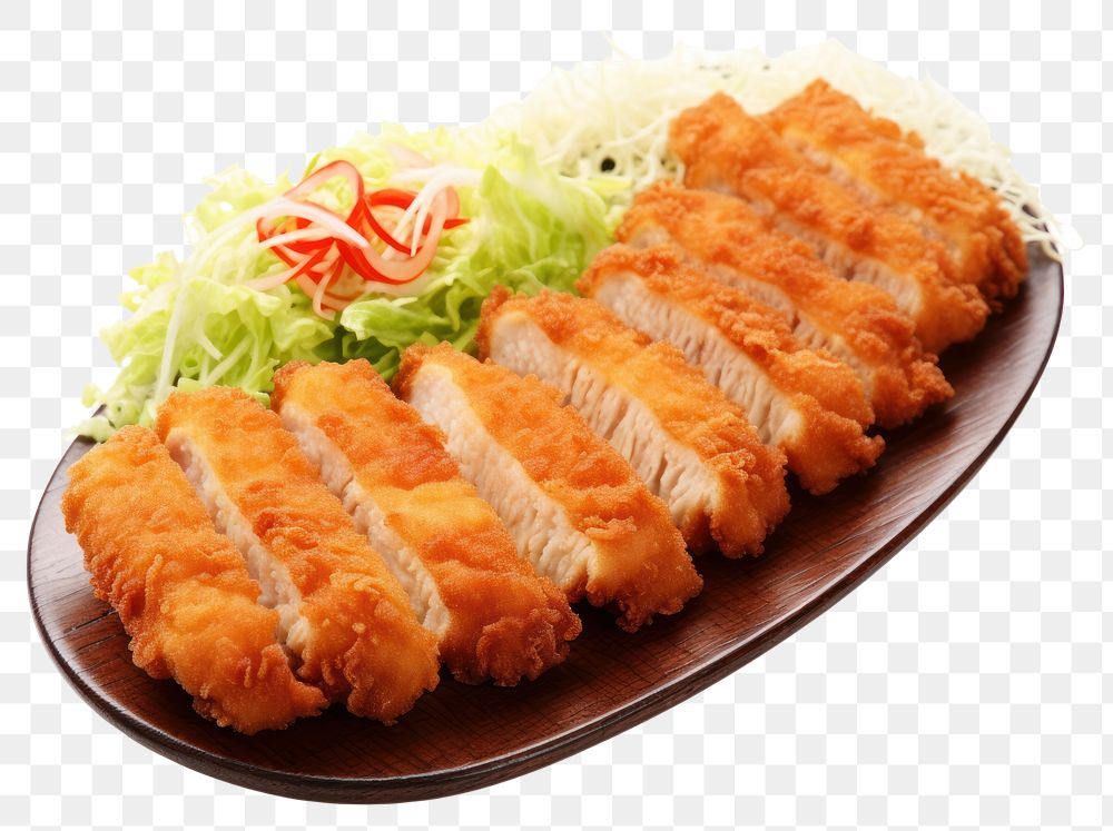PNG Tonkatsu plate food white background. AI generated Image by rawpixel.