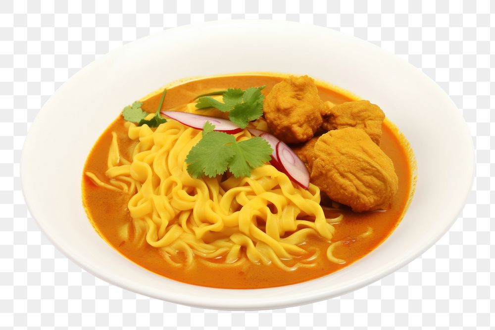 PNG Curry soup noodle plate. AI generated Image by rawpixel.