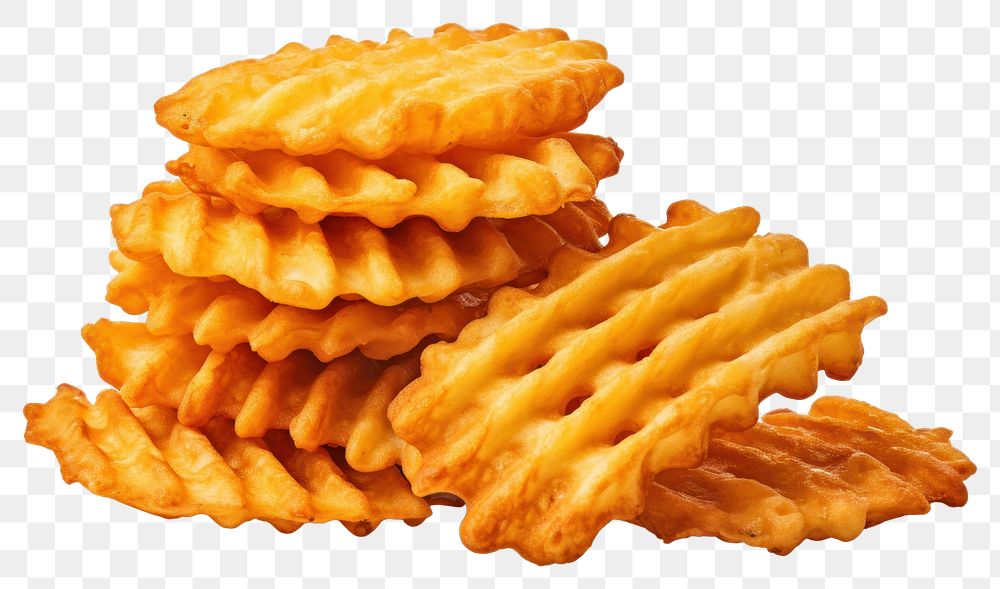 PNG Waffle fries food white background breakfast. AI generated Image by rawpixel.