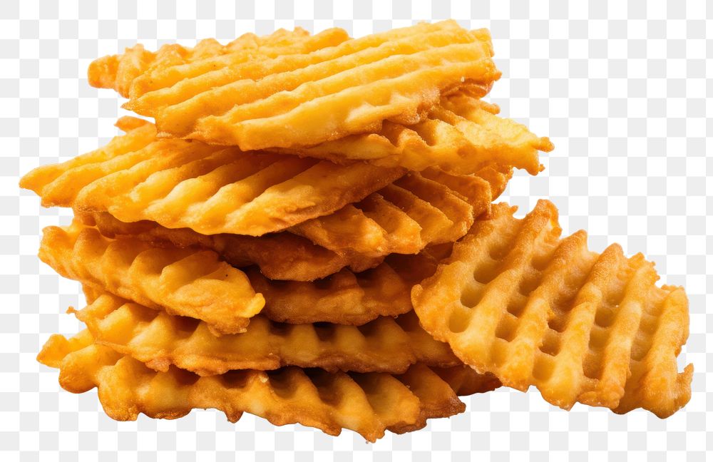 PNG Waffle fries snack food white background. AI generated Image by rawpixel.