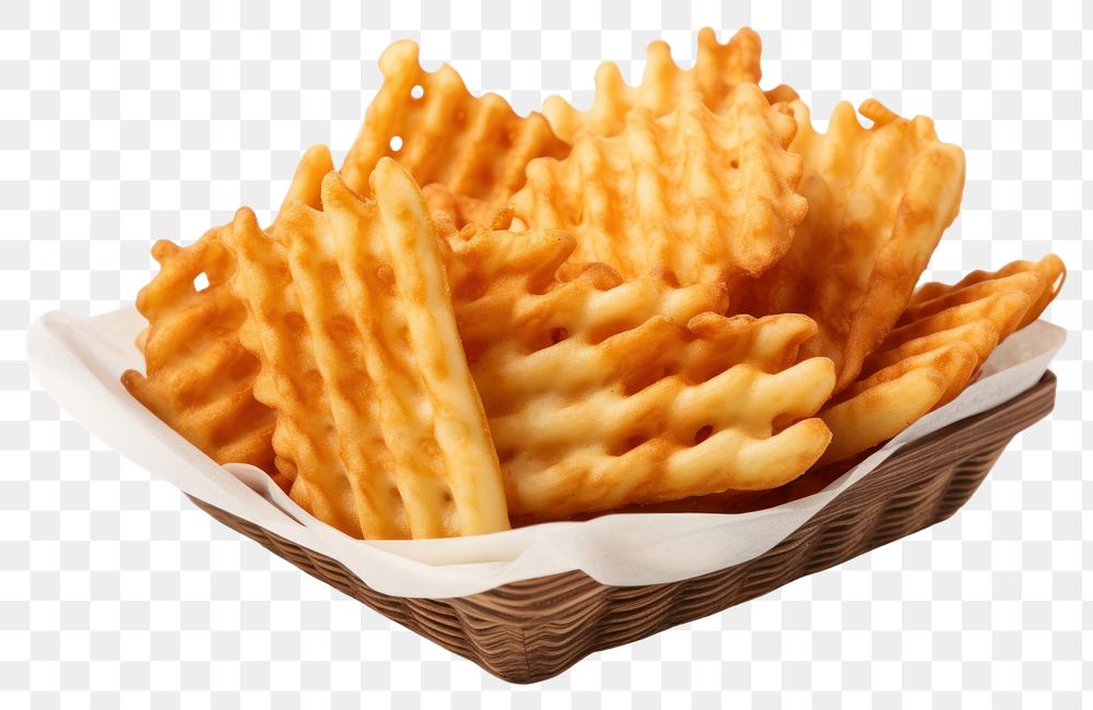 PNG Waffle fries food white background condiment. 