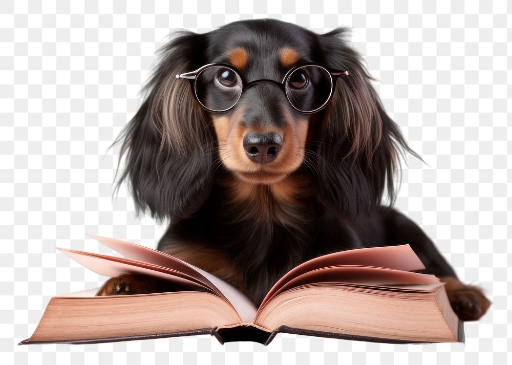 PNG Reading book publication dachshund. 