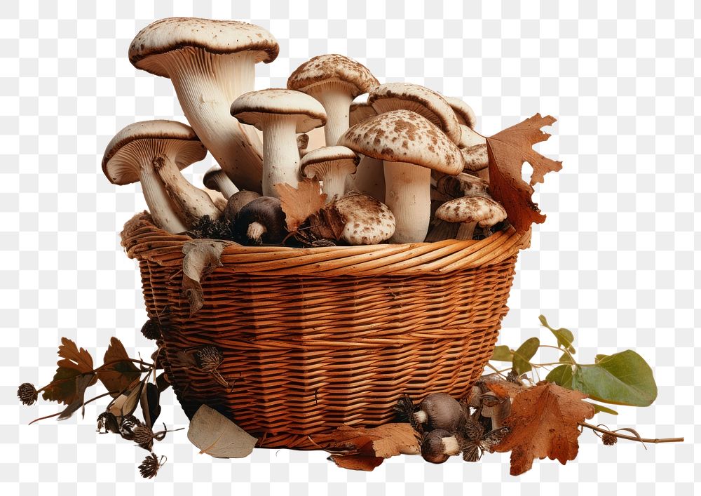 PNG Mushroom basket fungus autumn transparent background