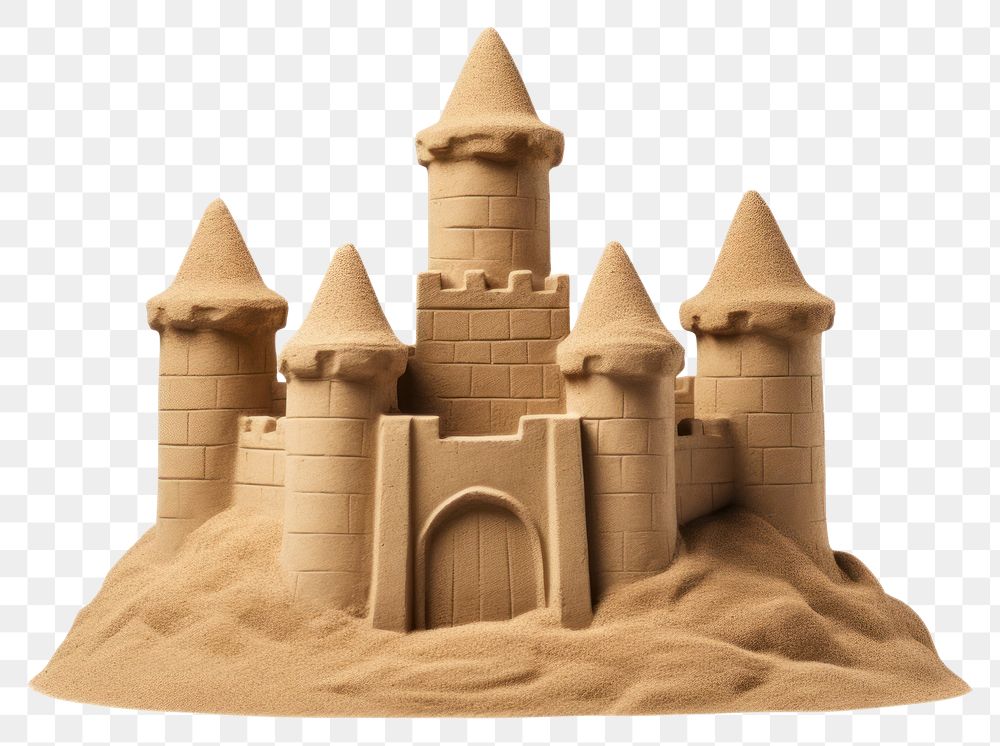 PNG Sandcastle white background representation architecture. AI generated Image by rawpixel.