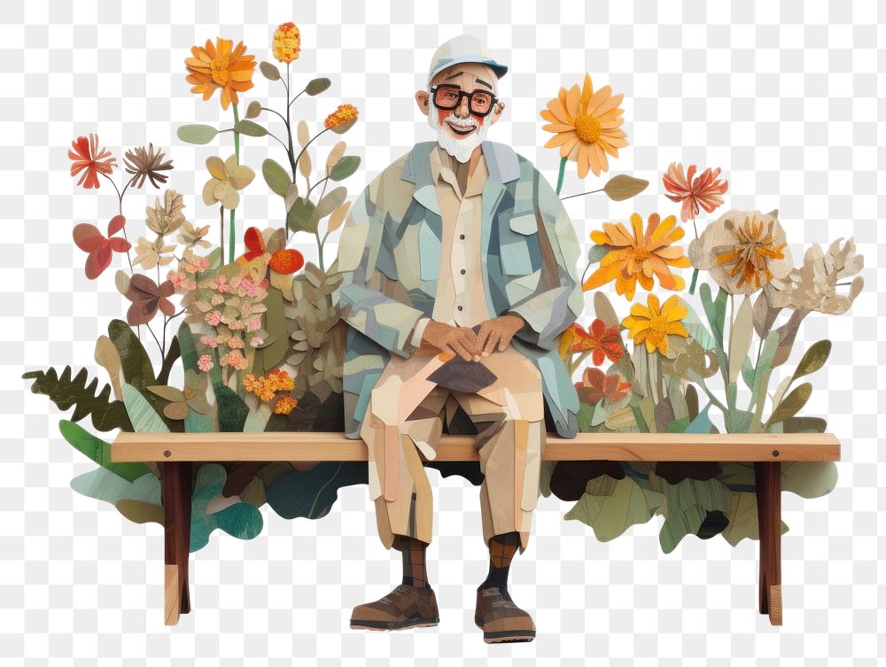 PNG Sitting flower art painting. AI generated Image by rawpixel.