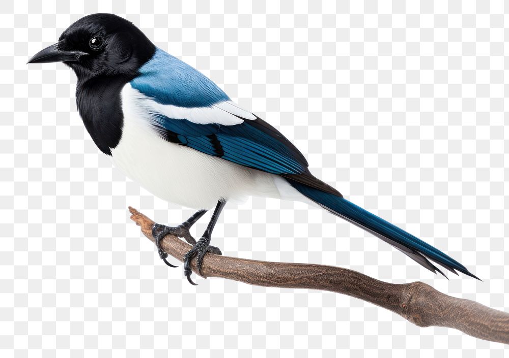 PNG Magpie bird animal magpie white background. AI generated Image by rawpixel.