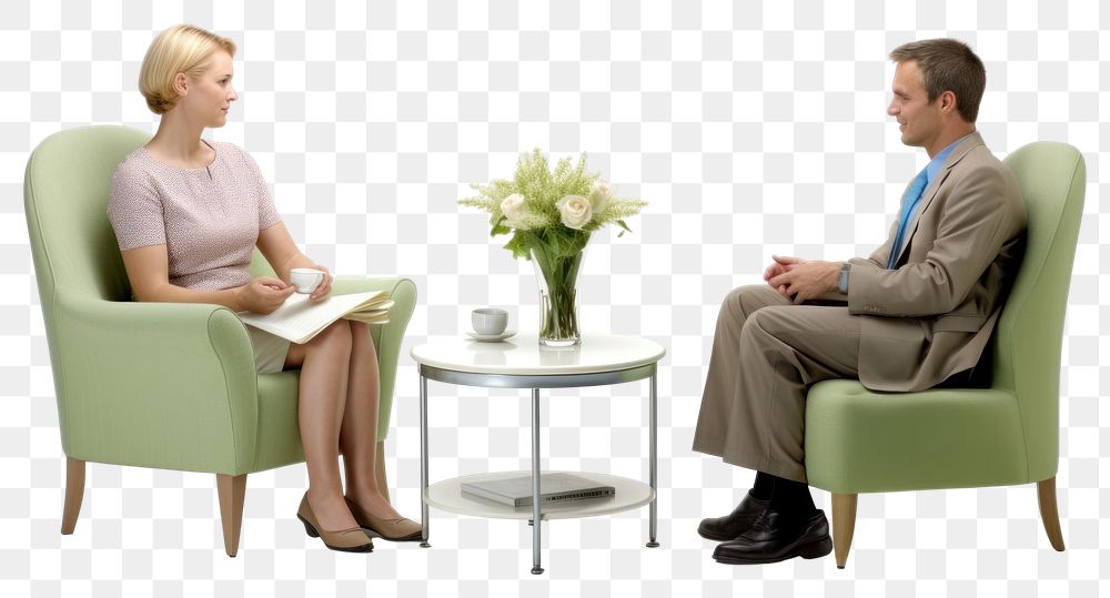 PNG Therapist counselling conversation furniture interview. AI generated Image by rawpixel.