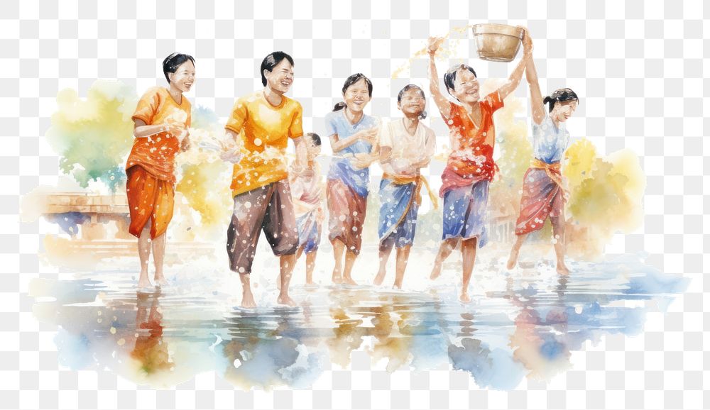 PNG Painting people adult water. AI generated Image by rawpixel.