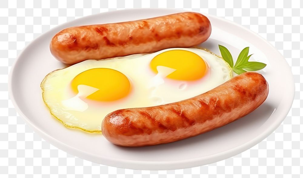 PNG Egg sausage fried plate. AI generated Image by rawpixel.