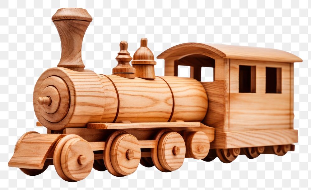 PNG Wooden train toy locomotive vehicle  