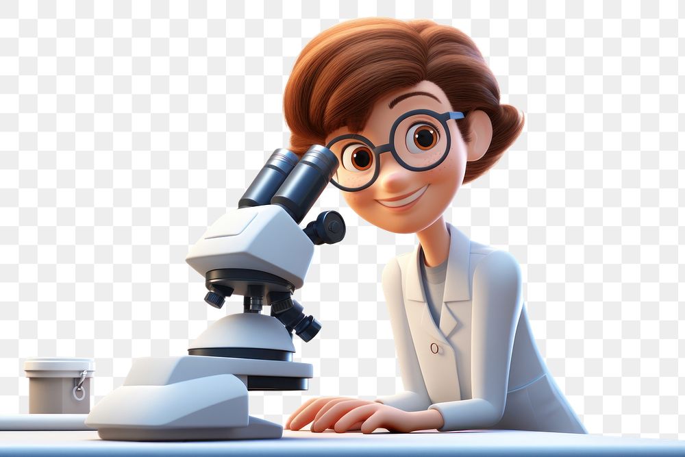 PNG Microscope looking cartoon adult. AI generated Image by rawpixel.