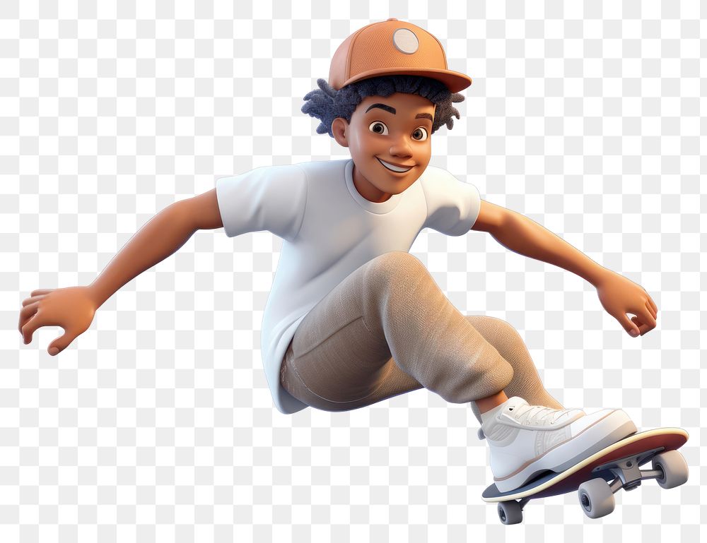 PNG Skateboard skateboarding cartoon white background. AI generated Image by rawpixel.