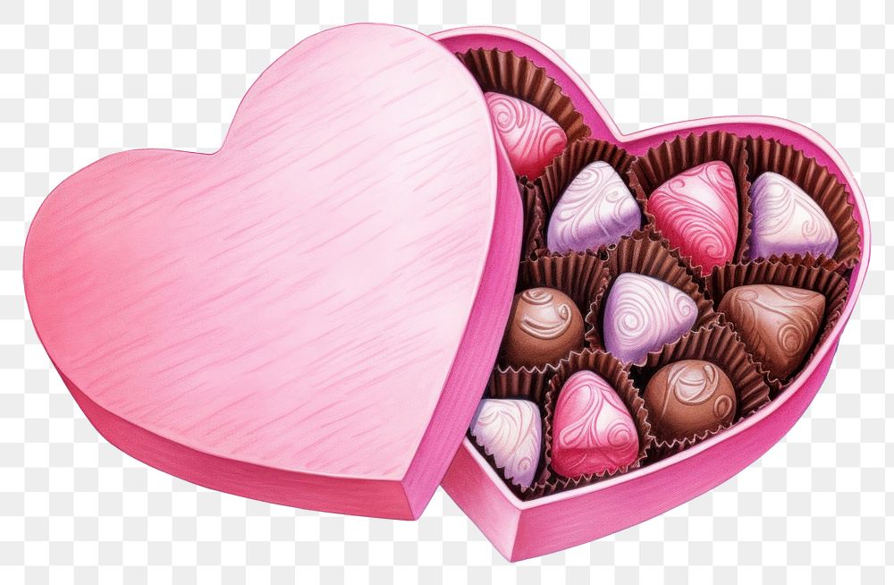 PNG Heart chocolate pink box, digital paint illustration. AI generated image