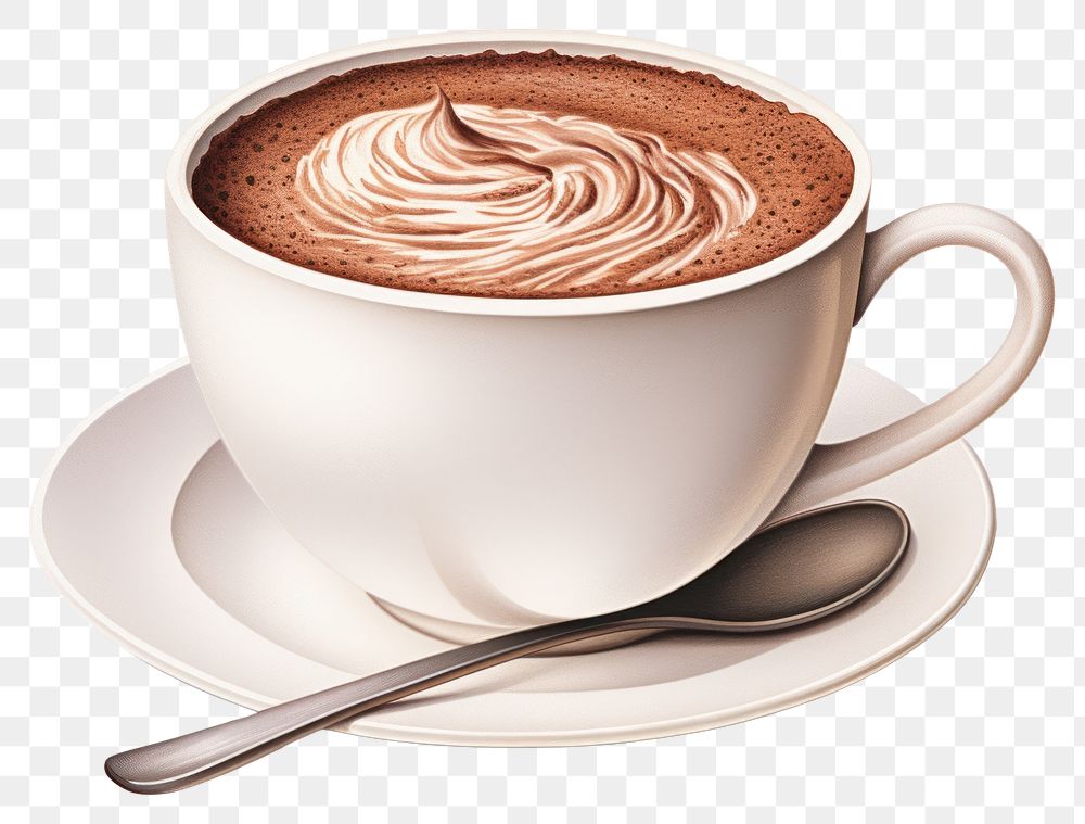 PNG Cup chocolate dessert coffee, digital paint illustration AI generated image