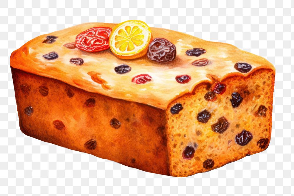 PNG Fruit bread food cake, digital paint illustration. 