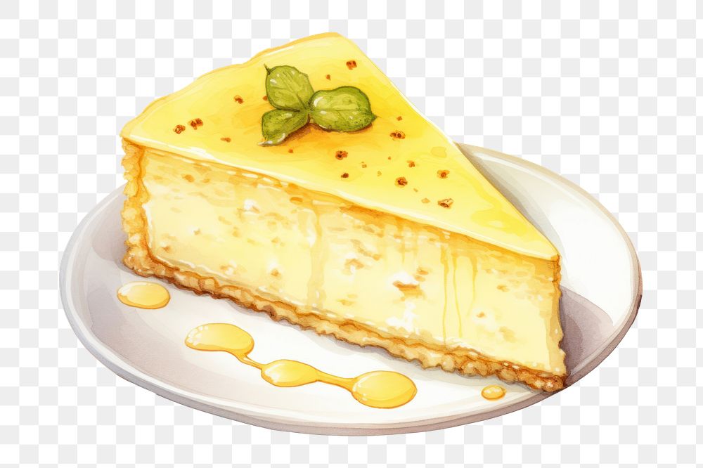 PNG Cheesecake food dessert plate, digital paint illustration. AI generated image