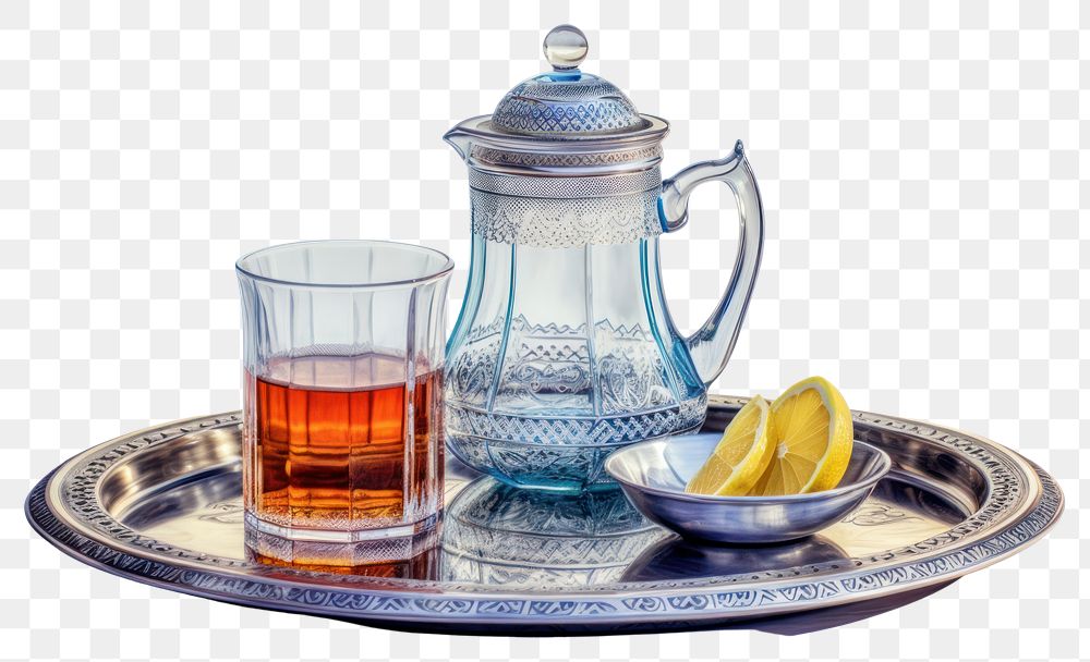 PNG Glass tea saucer plate, digital paint illustration. AI generated image