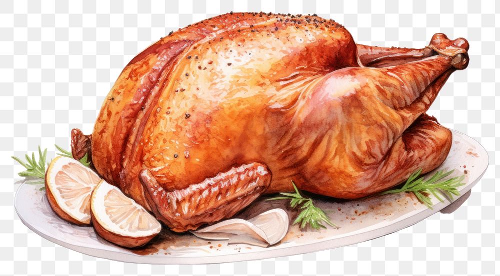 PNG Dinner turkey Christmas roast, digital paint illustration. AI generated image