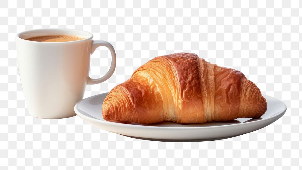 PNG Croissant cup coffee bread. AI generated Image by rawpixel.