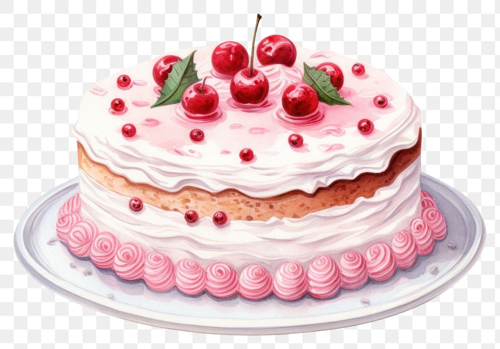 PNG Cake dessert cream food, digital paint illustration.