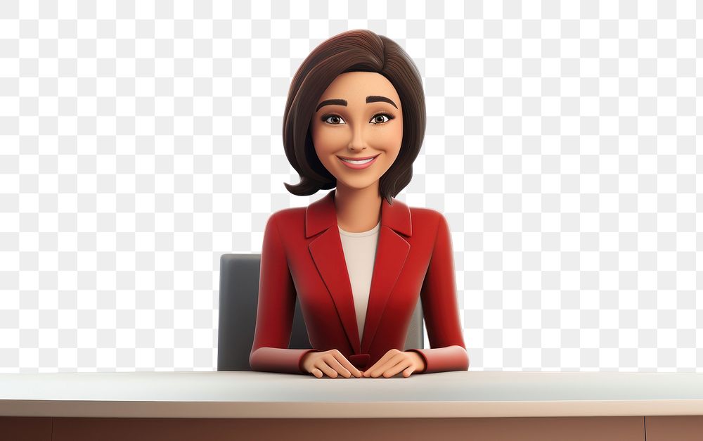 PNG Newscaster smiling sitting cartoon. AI generated Image by rawpixel.