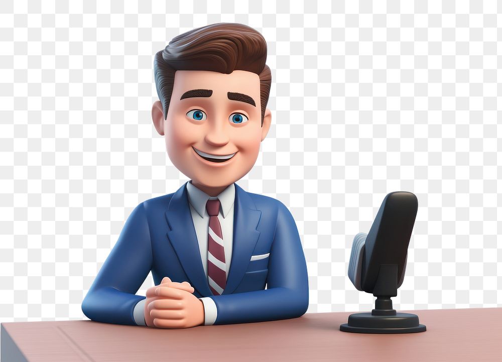 PNG Cartoon smiling desk  