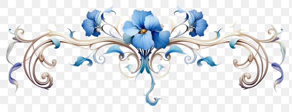 PNG Blue flower pattern art white background. AI generated Image by rawpixel.