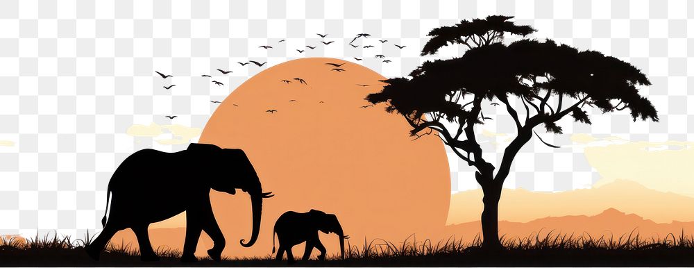 PNG Silhouette landscape grassland wildlife. AI generated Image by rawpixel.