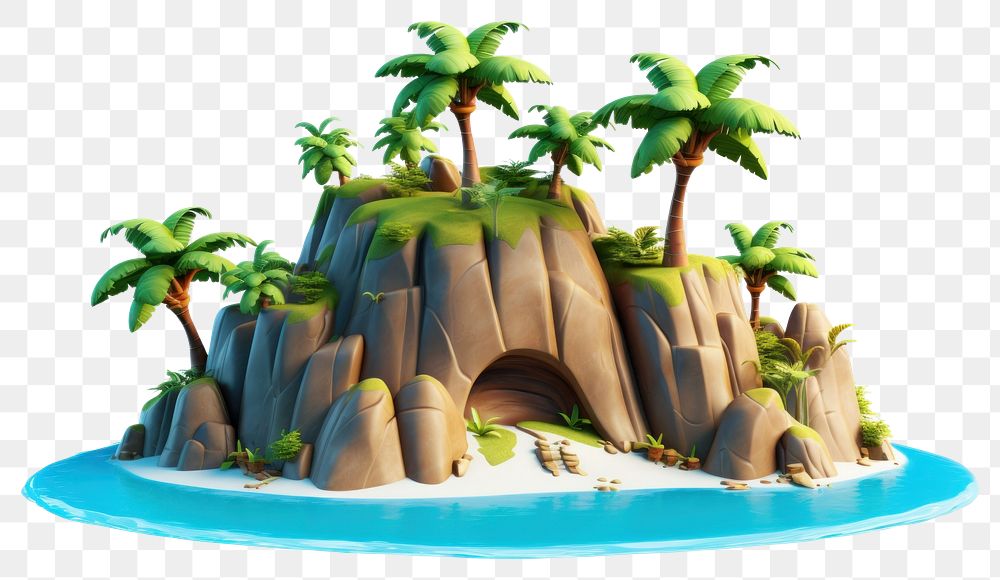 PNG Outdoors cartoon island plant. AI generated Image by rawpixel.