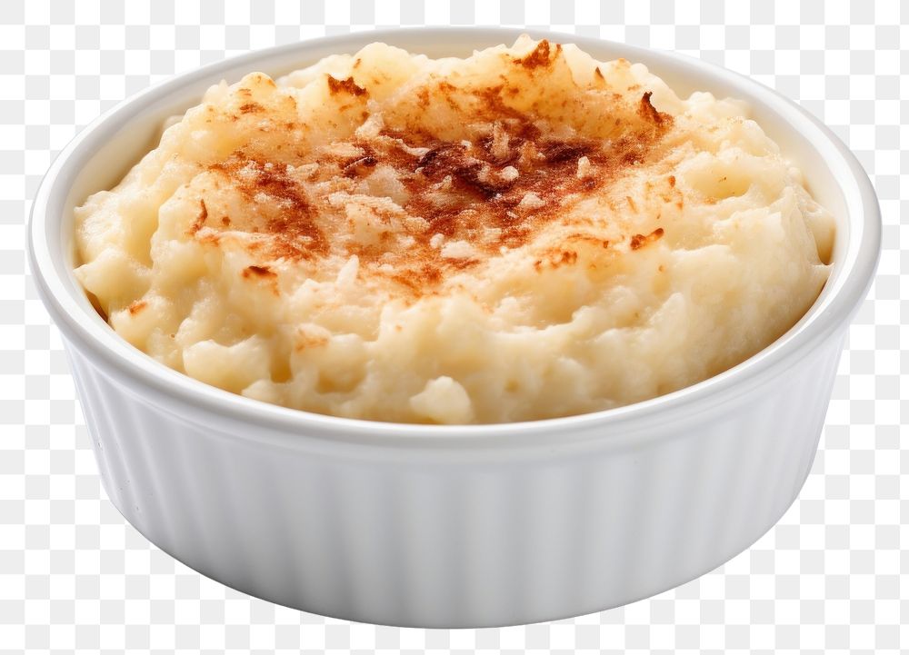 PNG Baked rice pudding dessert food white background. AI generated Image by rawpixel.