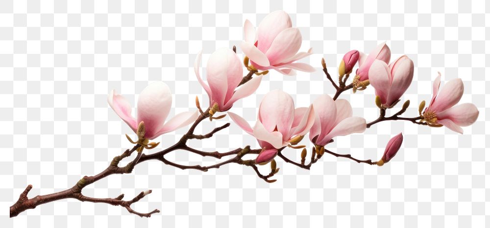 PNG Flower magnolia blossom branch. AI generated Image by rawpixel.