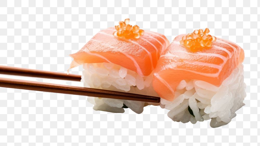 PNG Sushi chopsticks salmon food. 