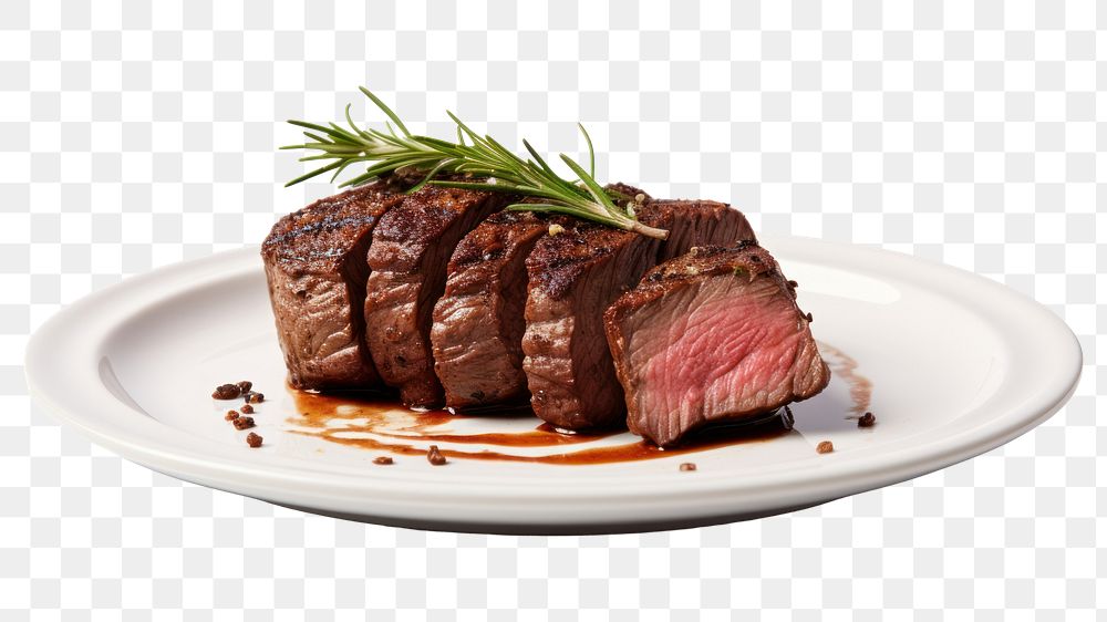 PNG Plate steak meat beef. AI generated Image by rawpixel.