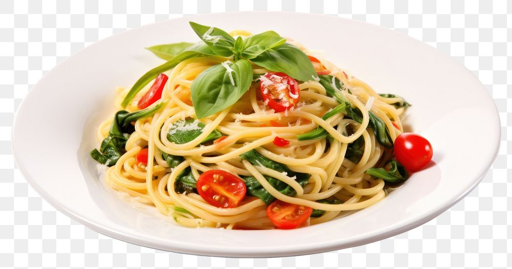 PNG Spaghetti vegetable spinach pasta transparent background