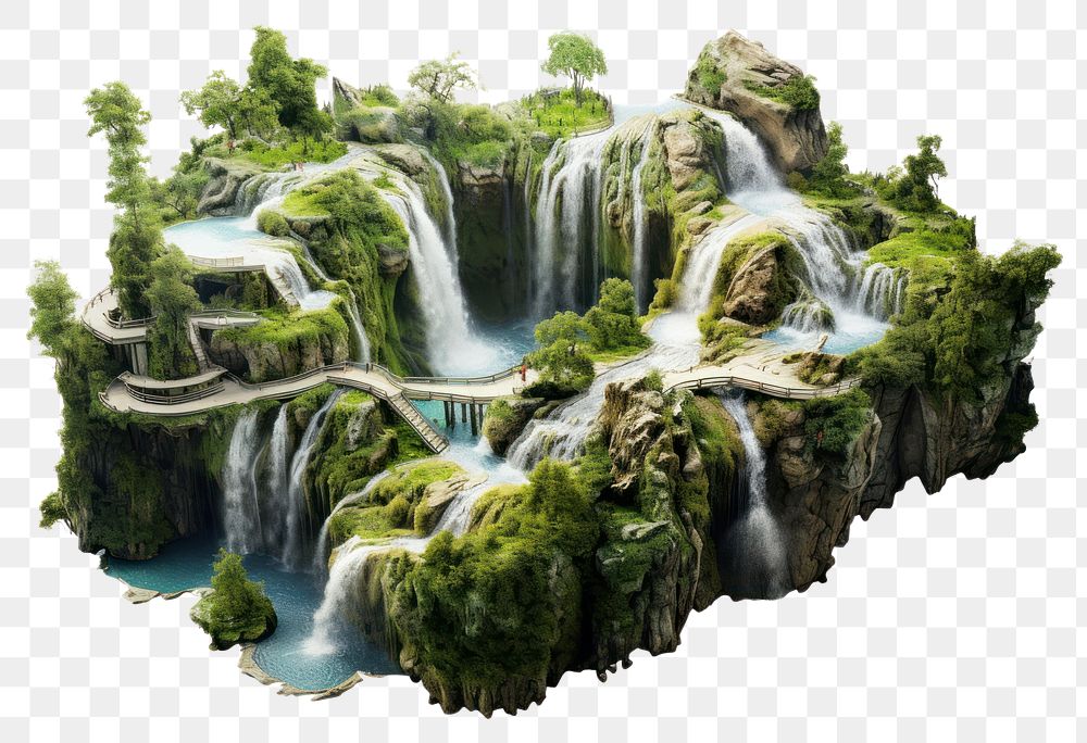 PNG Waterfall landscape outdoors nature. AI generated Image by rawpixel.