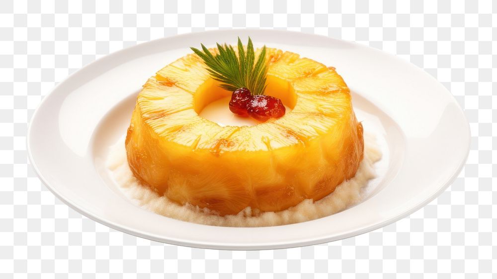 PNG Pineapple dessert plate fruit. AI generated Image by rawpixel.