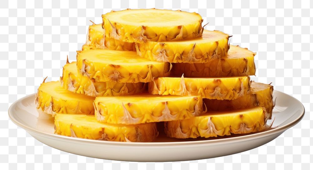 PNG Pineapple plate dessert sliced. AI generated Image by rawpixel.