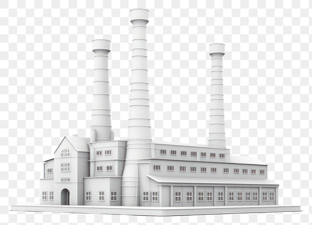 PNG Factory chimney architecture building white background. AI generated Image by rawpixel.
