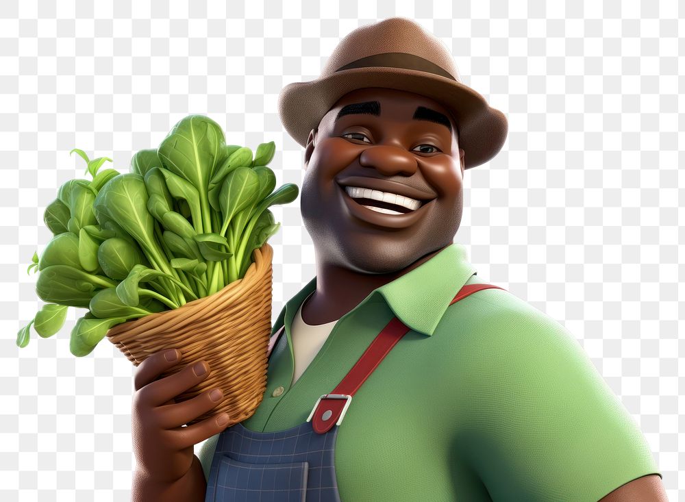 PNG Happy black farmer vegetable cartoon adult. 