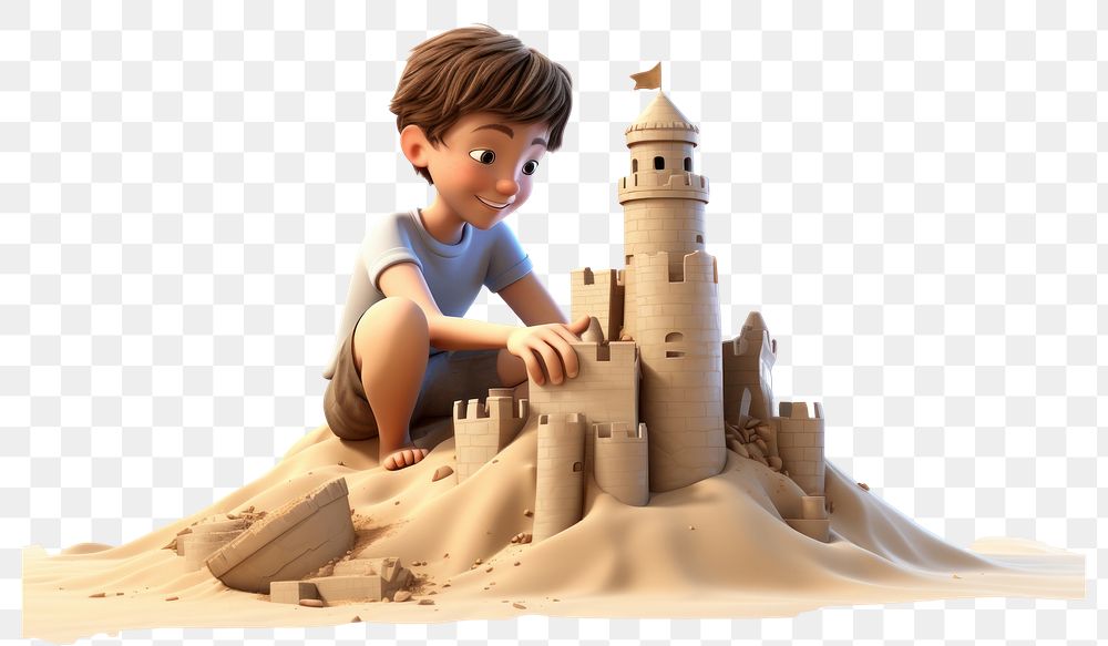 PNG Sand cartoon cute boy. 