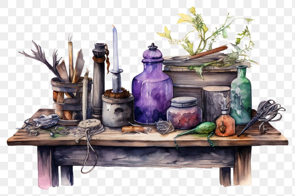 PNG Painting table jar art. AI generated Image by rawpixel.
