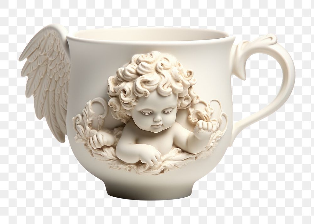 PNG Mug porcelain angel white. AI generated Image by rawpixel.