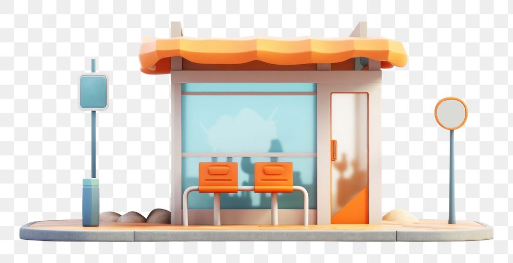 PNG Architecture dollhouse furniture bus stop. AI generated Image by rawpixel.