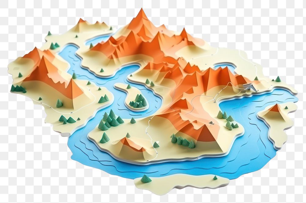 PNG Cartoon nature paper map. AI generated Image by rawpixel.