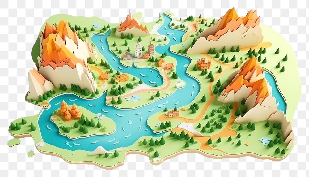 PNG Cartoon nature map white background. AI generated Image by rawpixel.